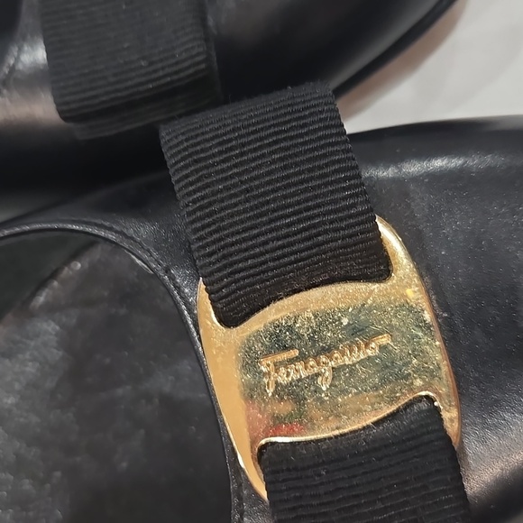 Salvatore Ferragamo Black Heels with Gold Buckle - Picture 8 of 8